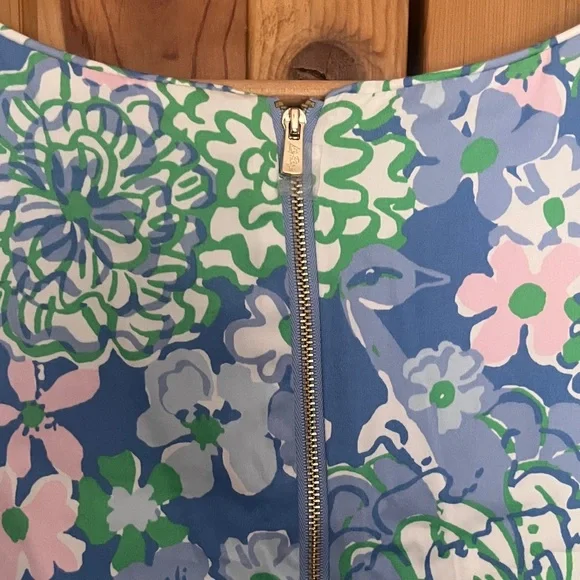 NWT Lilly Pulitzer Blue Floral Shift Dress Sz 12 - Picture 11 of 12
